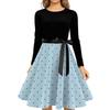 Women's Vintage Geometry Printed Long Sleeve Round Neck Plus Size Evening Prom Dresses