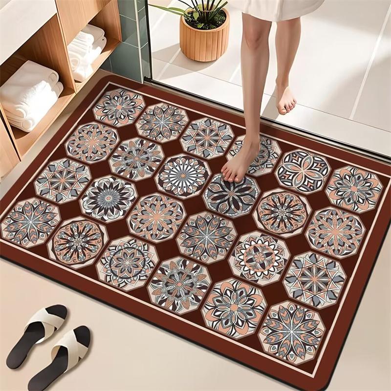 Diatomaceous Earth Bath Mat Super Absorbent Large Bathroom Floor Mats Non Slip Stain Resistant Kitchen Living Room Easy To Clean