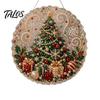 Outdoor Christmas Tree Decor Faux Pearl Art Kit, DIY Rhinestone Gem Painting Craft, Santa Festive Home Items Stocking Elk Pattern Hanging Suncatcher