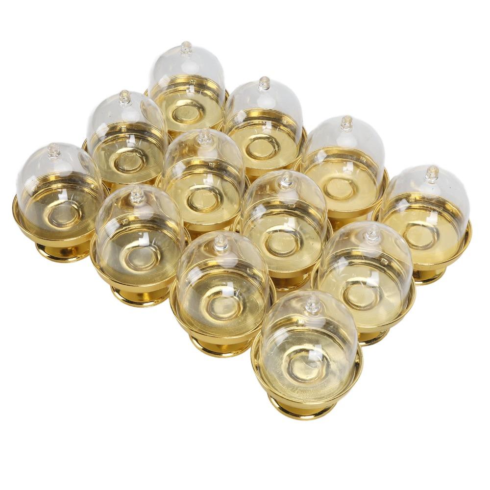 12pcs Durable Plastic Mini Cake Plate With Lid Dome Cover Small Display Stand Dessert Dome Container Party Favors