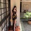 Tea Break French Floral Dress for Women, Summer Mature Slim Hug Camisole Dress, a Stunning and Charming Dress