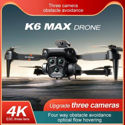 K6 MAX Uzaktan Kumandalı Uçak Üç Kamera Yüksek Çözünürlüklü Hava Fotoğrafçılığı Engellerden Kaçınma Dört Eksenli Katlanır Drone
