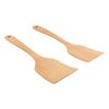 2 STÜCK Holzspatel Kochwender Buchenholz Langer Griff Breit Flach Bratspatel für Küche