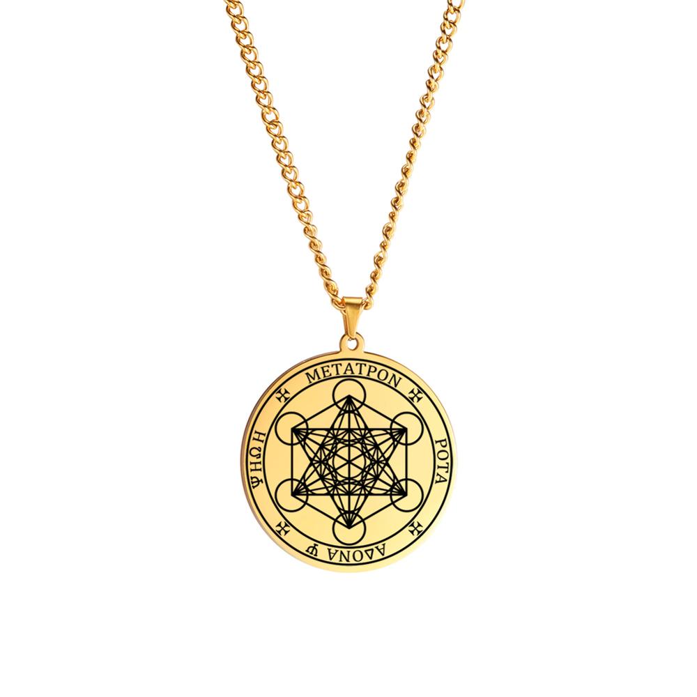 Arcangelo Metatron Angelo della Vita Sigillo Salomone Collana Uomo Kabbalah Amuleto Acciaio Inossidabile Gioielli Vichinghi
