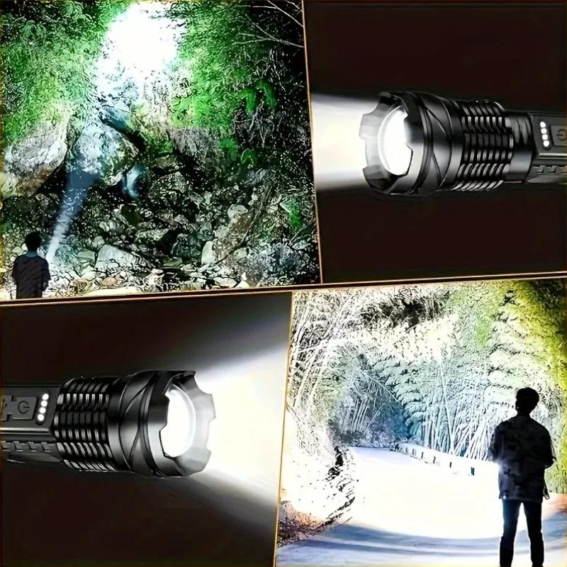 Notfall LED Taschenlampe Wasserdicht 18650 Taschenlampe Mit Seitenlicht 7 Modi Camping Angeln Laterne USB Wiederaufladbar Zoom Lampen