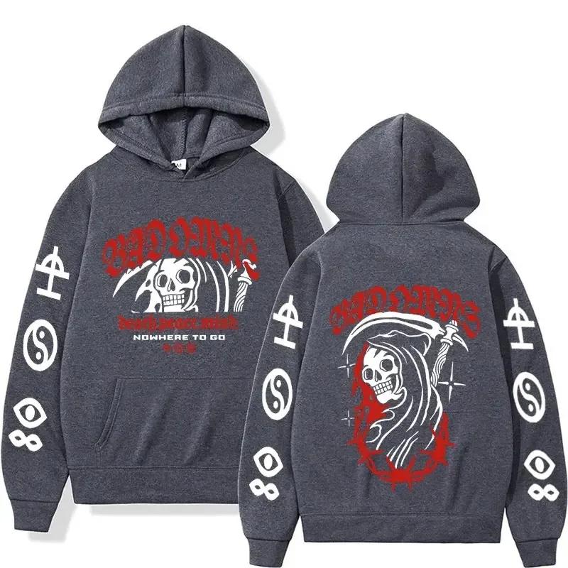Bad Omens Band Tour Amerikansk Musikk Trykk Hettegenser Døden av Fred i Sinnet Skjelett Grafikk Hettegensere Mannlig Rock Gotisk Genser