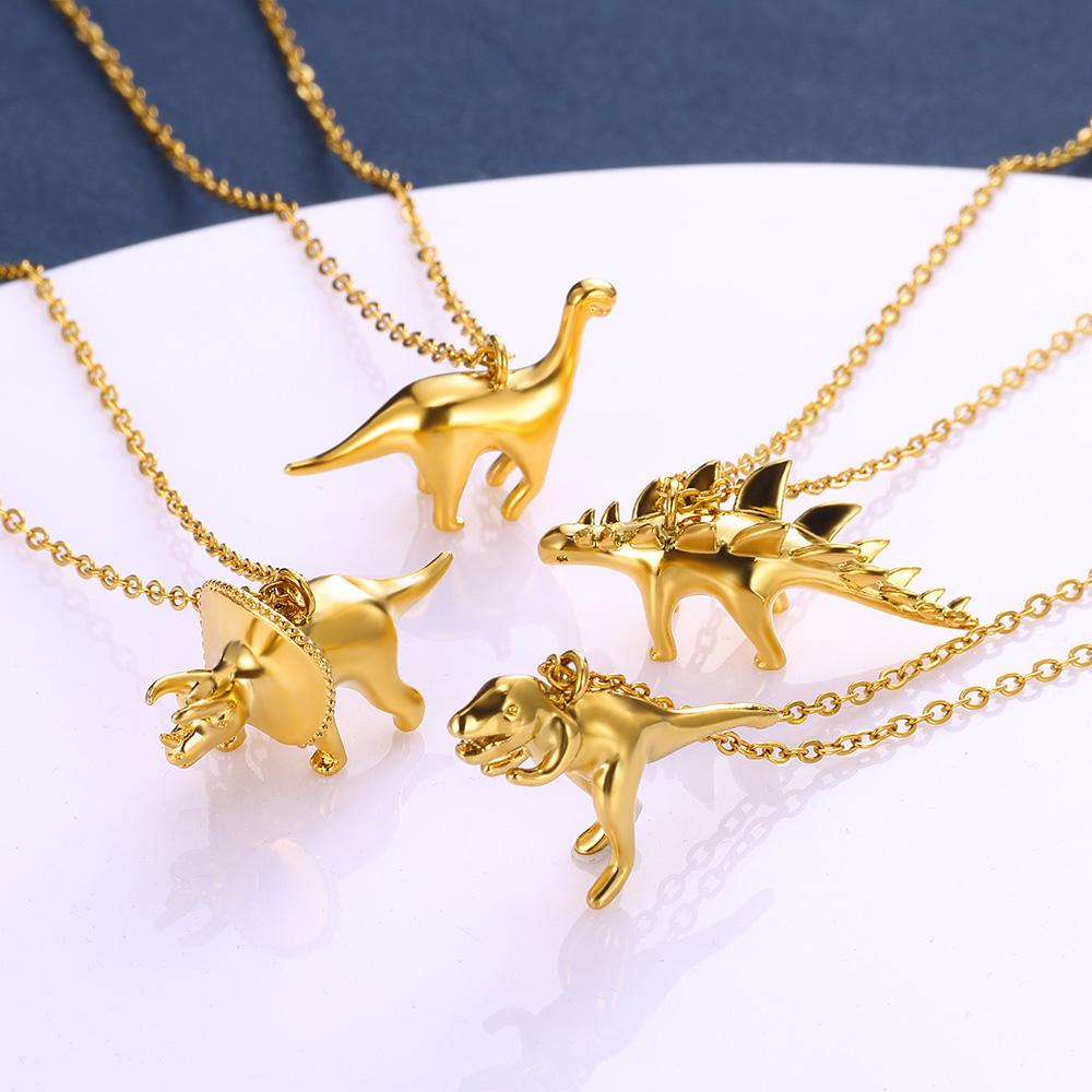 Dinosaur Pendant Necklace For Women men New Fashion Creative Cute Choker Clavicle Chain Personalized Gold color Jewelry Gifts