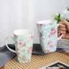 Bone China Floral Mug 610ml Large Capacity Tall Coffee Cup for Home Office Gift