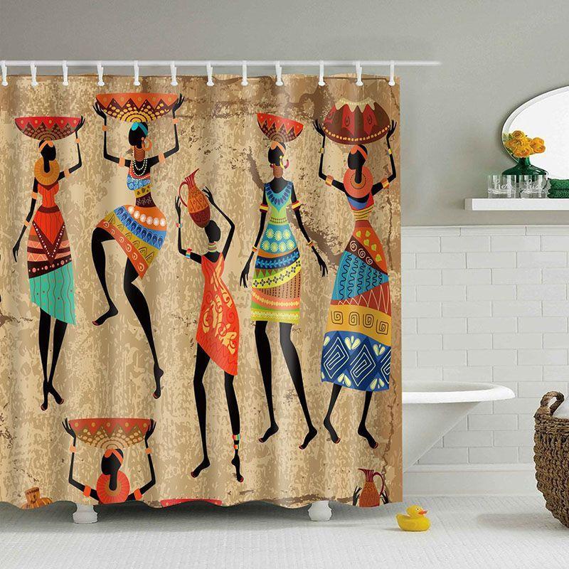 Waterproof Fabric Bathroom Shower Curtain Sheer Panel Decor 12 New Hooks