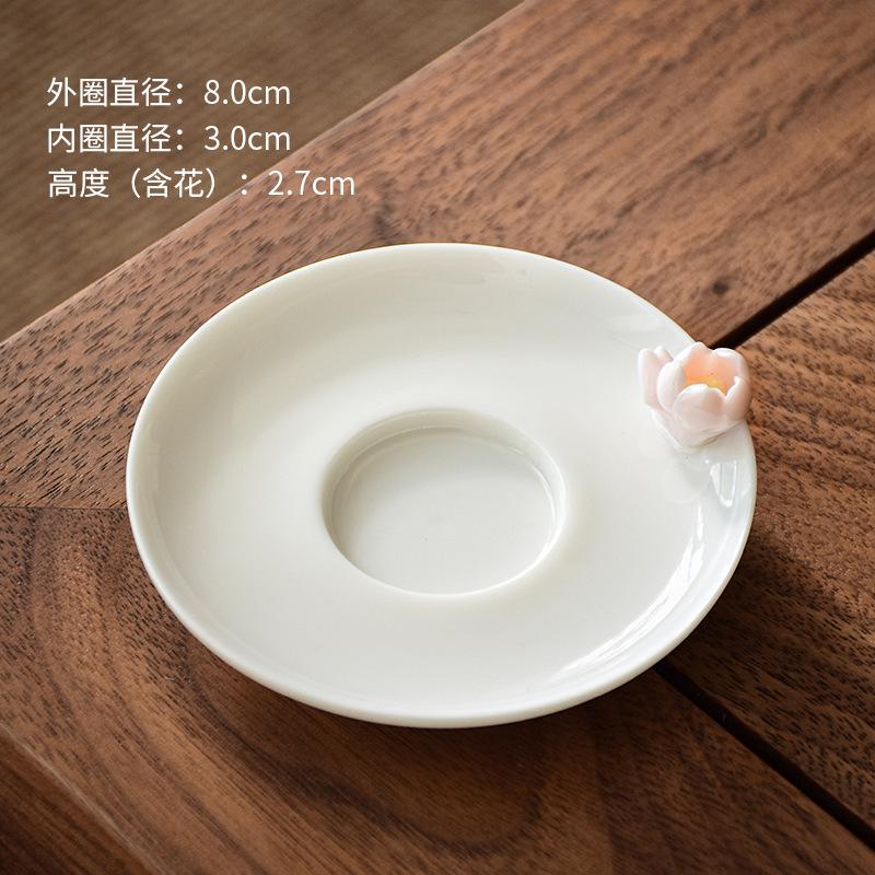 

Heat Resistant Ceramic Tea Coaster Handmade White Porcelain Coaster with Floral Design Insulation Pad for Gongfu Tea Table Tray білий