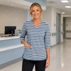 Women's Floral Print V-Neck Scrub Top with Pockets Side Slit Three-Quarter Sleeves Uniform