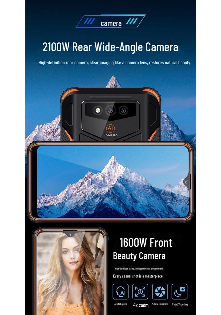 Rugged Smartphone with Dual SIM, Waterproof, Drop-proof, Long Battery Life, Large Screen, and All-Network Compatibility.