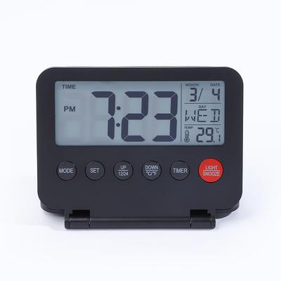Faltbare Mini-Reiseuhr mit Kalender, digitales LCD-Thermometer für zu Hause, Reise-Wecker, tragbare Tischuhr