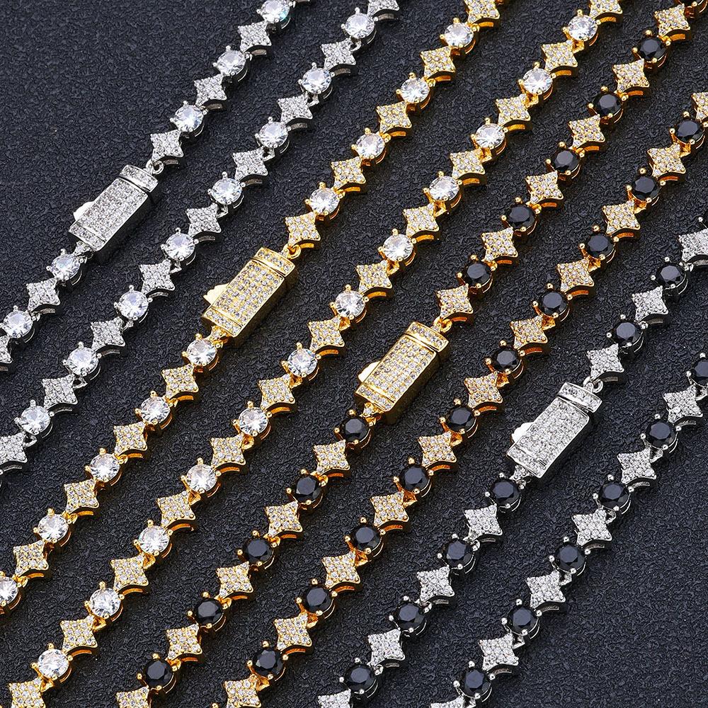 Hip Hop 6mm Star Zircon Tennis Chain Men's Bracelet Light Luxury High-end Jewelry Accessories