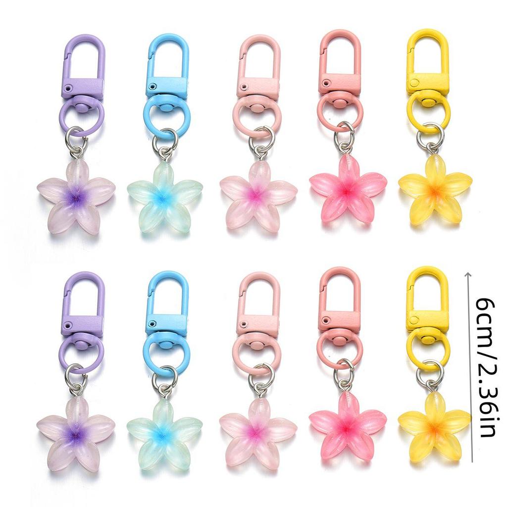 Colorful Translucent Small Flower Heart Keychain Pendant Decoration