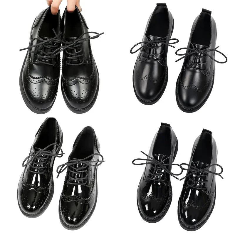 Fashion 2025 Autumn Women Oxford Flats Shapes Brogue Leather Full Black Office Outsole Mole Female Ballet Derby Shoes Ladies Work shoes