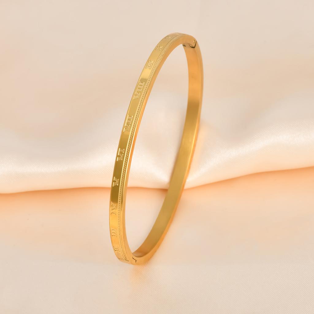 1PC European and American three-color thin ring bracelet, gold, silver, rose gold, versatile light luxury titanium steel