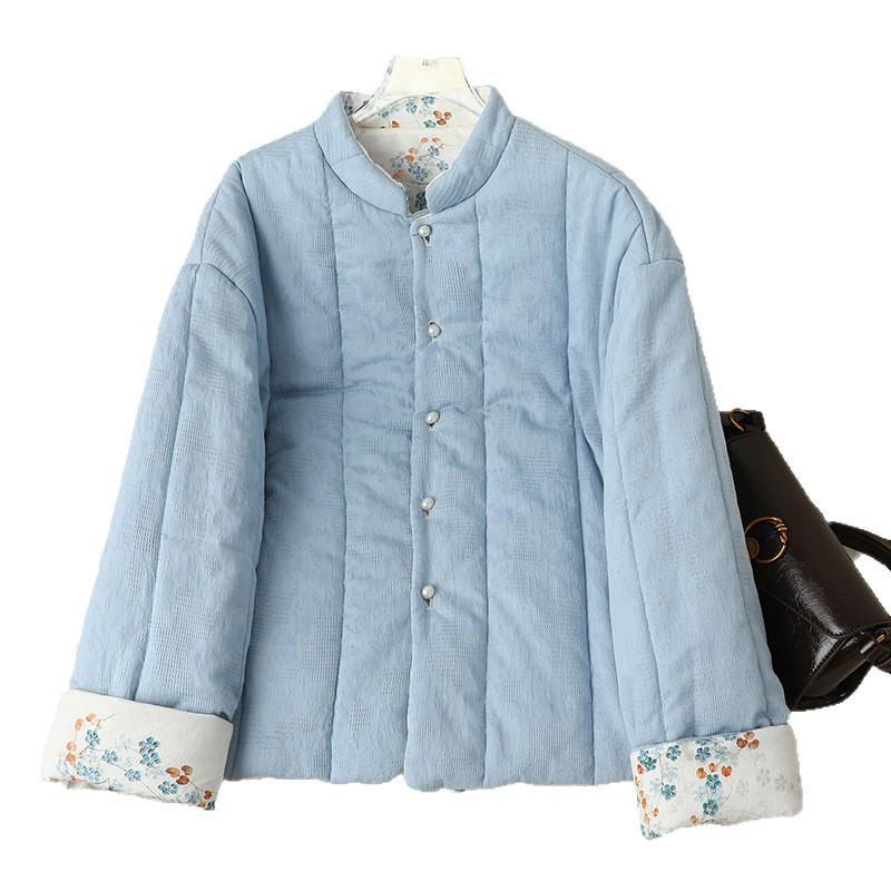 Reversible Frog Button Cotton Jacket for Middle-Aged and Elderly Women - Warm Autumn/Winter Coat