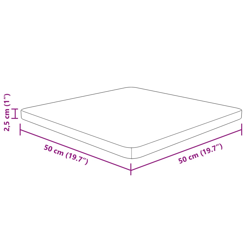 Vidaxl Square Tabletop, 50X50X2.5 Cm, Raw Oak Wood