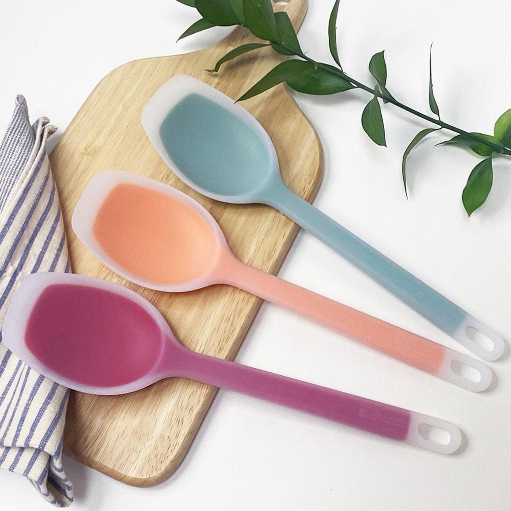 Am Silicone Two-Tone Head-Up Stir-Fry Spoon 3 Color Mint/Orange/Red No Scratch No PFOA