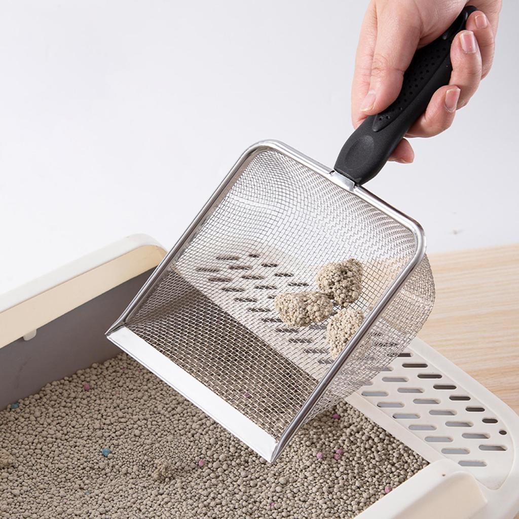 Mesh Cats Litter Scooper Stainless Steel Easy to Clean Kitten Sifter Shovels for Small Kitty Puppy Pet Cleaning Equipment