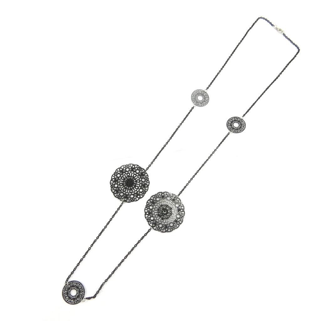 Les Trésors De Lily [L5801] - Black 'Carmen' Designer Necklace