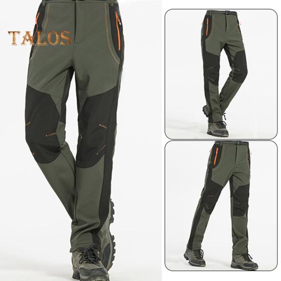Pánské horolezecké kalhoty elastický pas knoflík zip poklop Sportovní kalhoty s kapsami Patchwork Barva Silná plyšová podšívka Outdoorové aktivity Turistické kalhoty