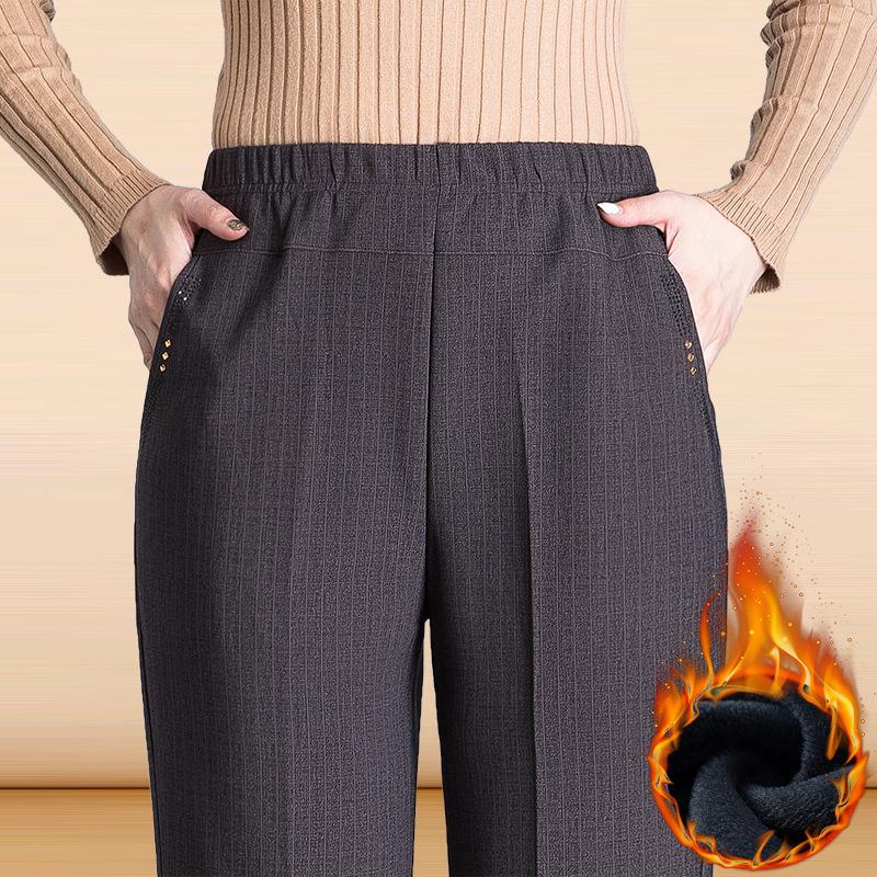 XL-8XL Long Loose High-waisted Trousers Women's Autumn and Winter Trousers Elastic Elastic Waist Plus Thin Velvet Plus Size Women's