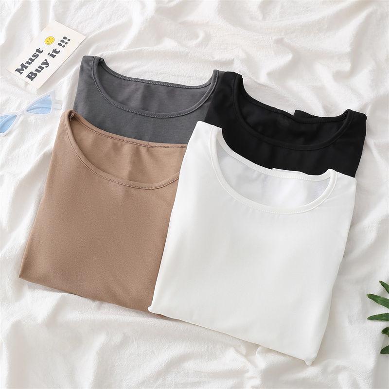 Jednobarevné tričko s čtvercovým límečkem Basic Dlouhý rukáv Dámské Tričko Ležérní Tílko Tenký Dámský Top Móda Tričko Y2k Streetwear