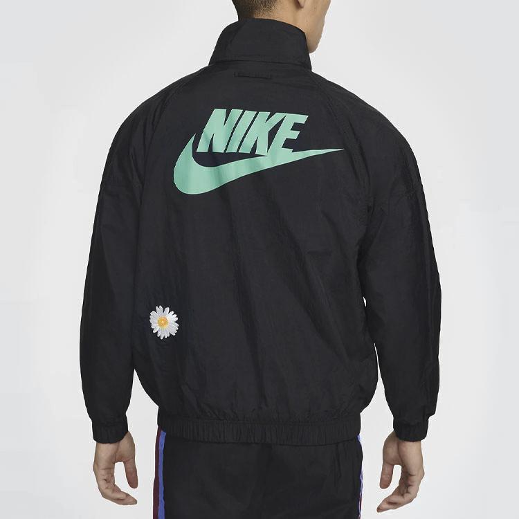 Nike Pánská bunda s logem rostlin a stojáčkem na zip, černá DM5021-010
