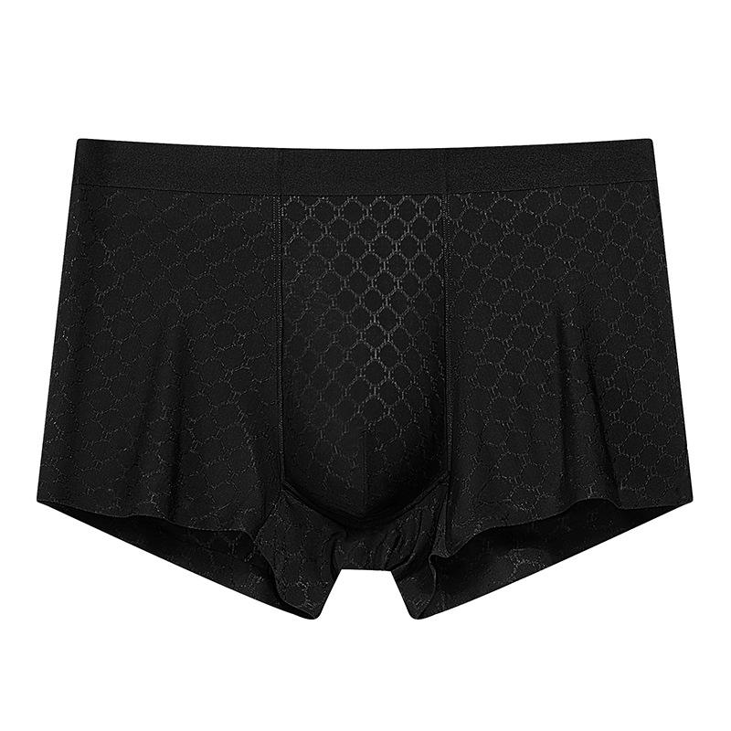 3pcs Summer Thin Ice Silk Men's Underwear Men's Flat Corner Pants with Mesh One Piece Breathable Thin Quick Drying Boxer Brief