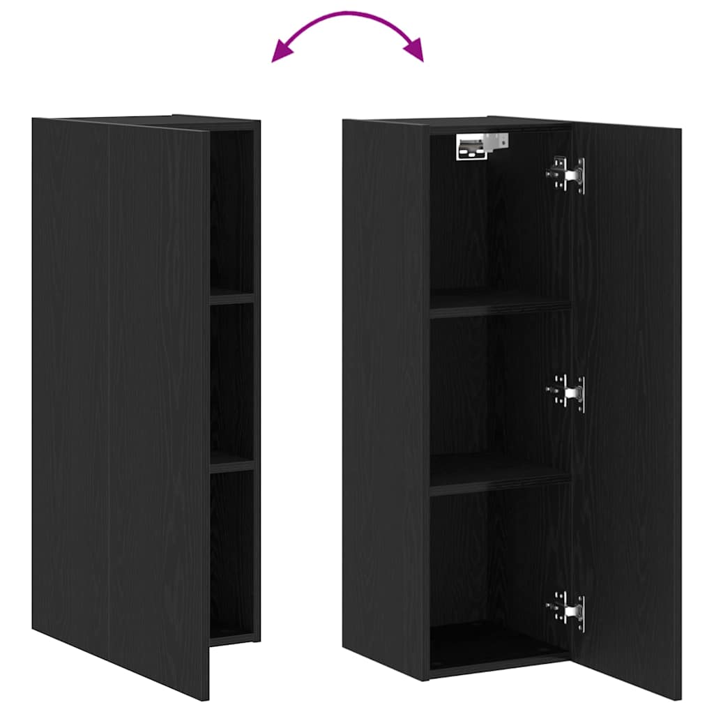 Wall Mounted TV Cabinet 2 pcs Black Oak Effect 30.5 x 28.5 x 90 cm