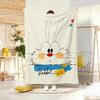 Illustration Cartoon Rabbit Throw Lightweight G Flannel Blanket Soft Skinfriendly for Summer Cooling