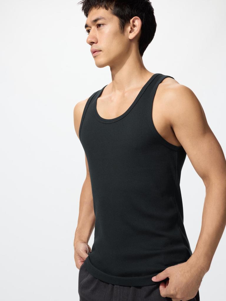 Uniqlo Japan Dry Collar Ribbed Tank Top
