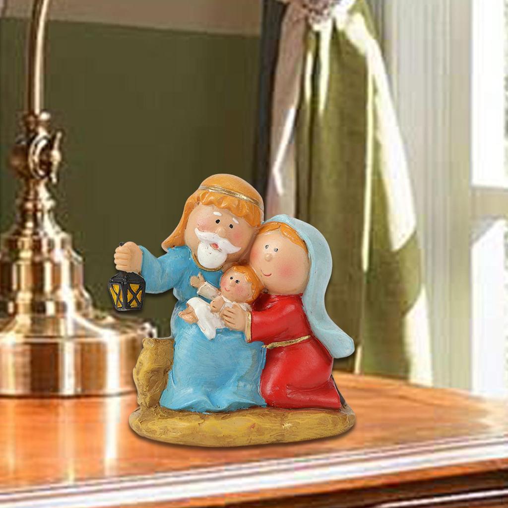 Nativity Scene Figurine Holy Family Statue Gift Handmade Jesus Mary Joseph Figurines Ornament for