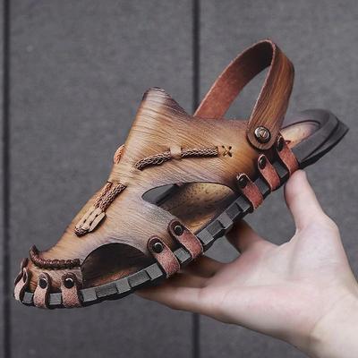 2024 Hot Sell New Summer Handmade Leather Sandals for Fashion Men Casual Shoes Comfortable Slippers