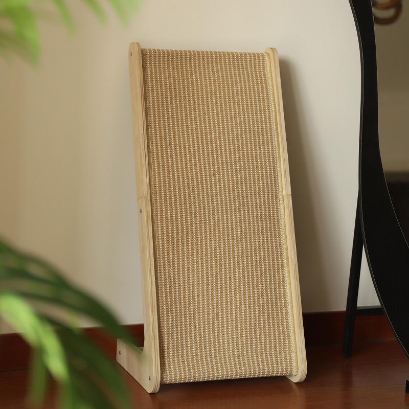L-Shaped Solid Wood Sisal Cat Scratching Post - Durable, No Debris, Anti-Scratch Sofa Protector & Toy