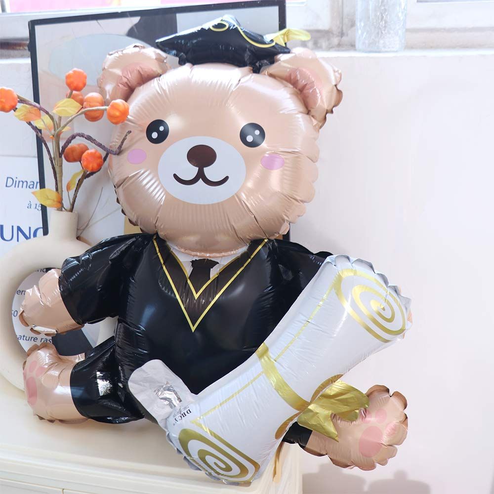 Cute Graduation Bear Balloon 96.52 cm Holding Graduation Party Balloon Aluminum Film 4D Helium Globos Decor