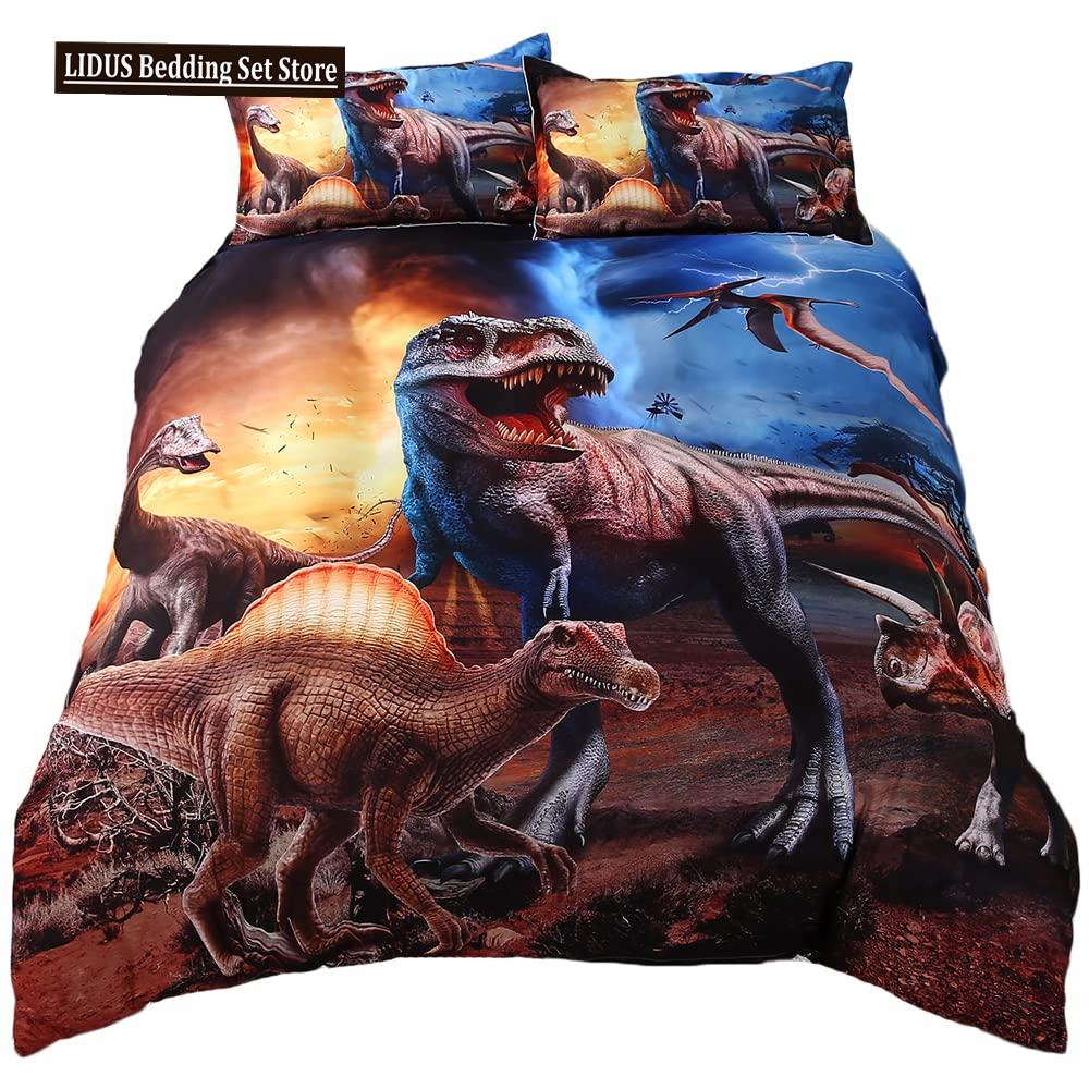 3D Dinosaur Duvet Cover Set Queen Size For Boys Dinosaur Bedding Set T-Rex Dinosaur Comforter Cover Bed Set Home Decor For Teens