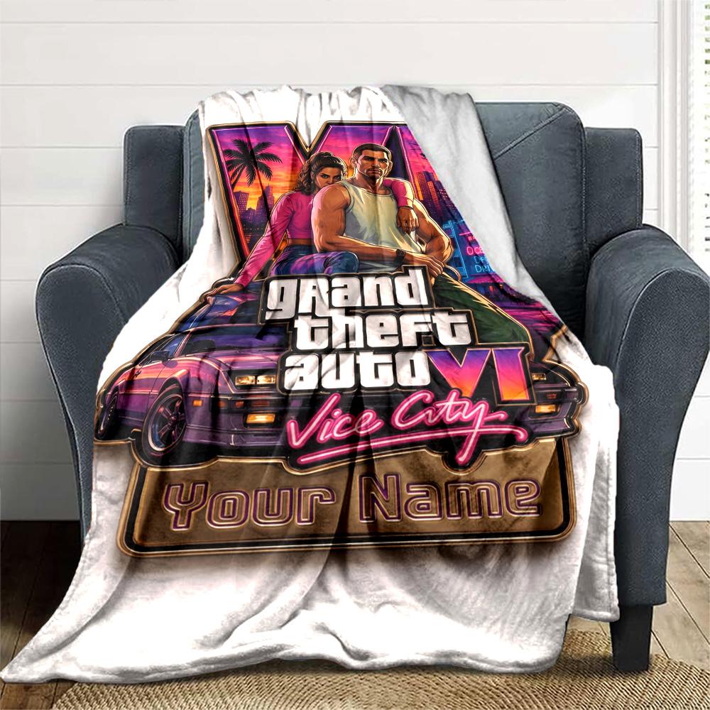 Grand Theft Auto Customize Text Blanket Lightweight Personalized Blanket Comfortable Suitable for Office Livingroom Nap Sofa Four Seasons Universal