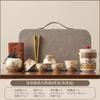 Dunhuang Ru Kiln Travel Tea Set One Pot Three Cups Portable Outdoor Tea Pot Teacup Gift