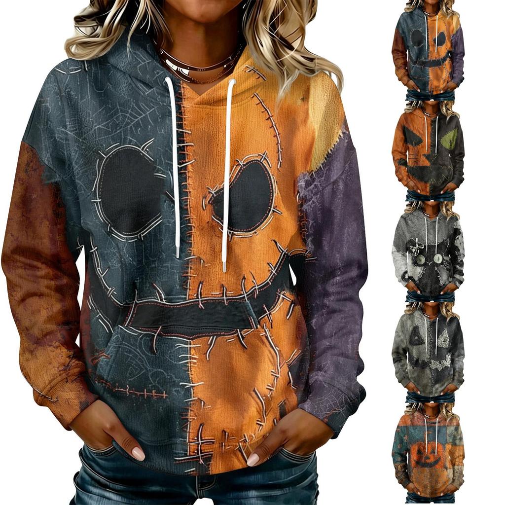Women's Long Sleeve Halloween Print Hoodie