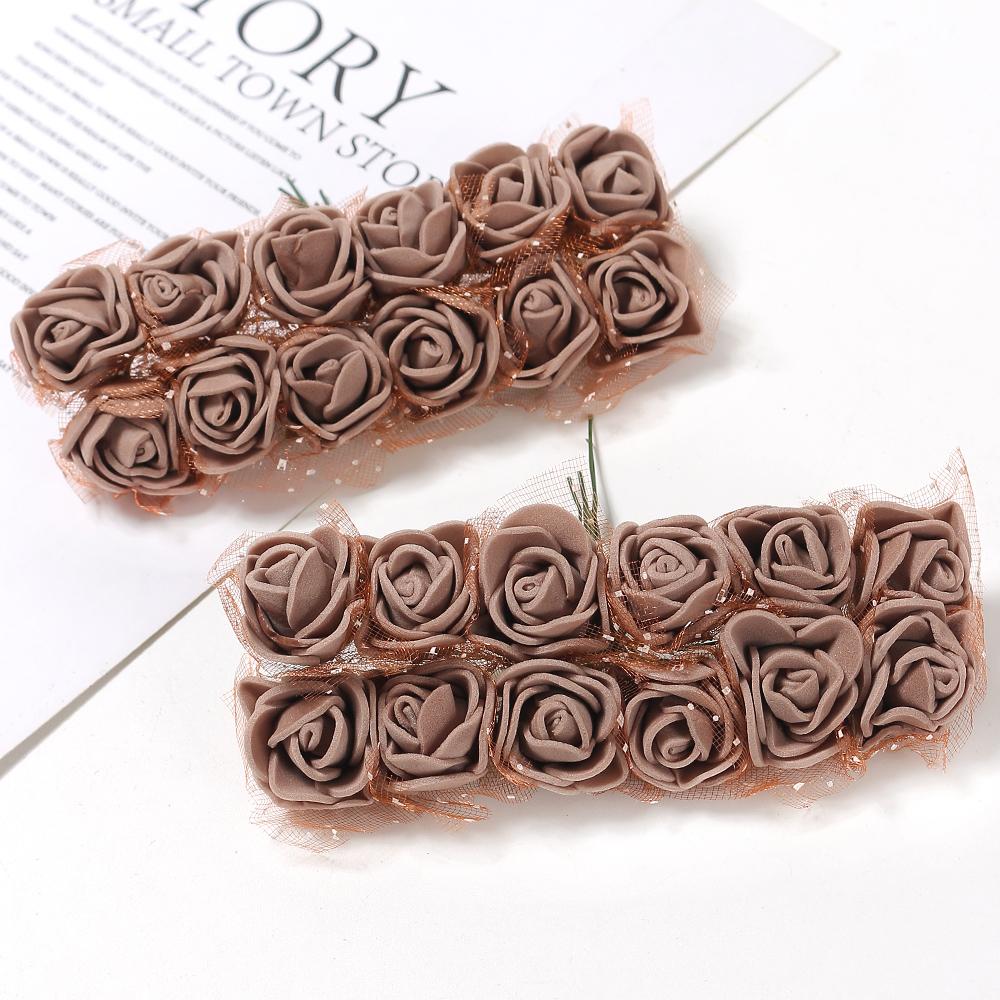 12/36/60Pcs Rose Artificial Flowers Bouquet Foam Fake Flowers Wedding Decoration for Home Room Decor DIY Craft Gifts Accessory