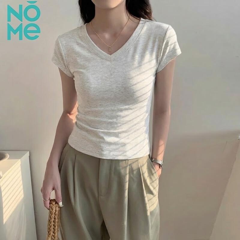 NOME Women s Slim Fit V-neck Flutter Sleeve T-shirt S
