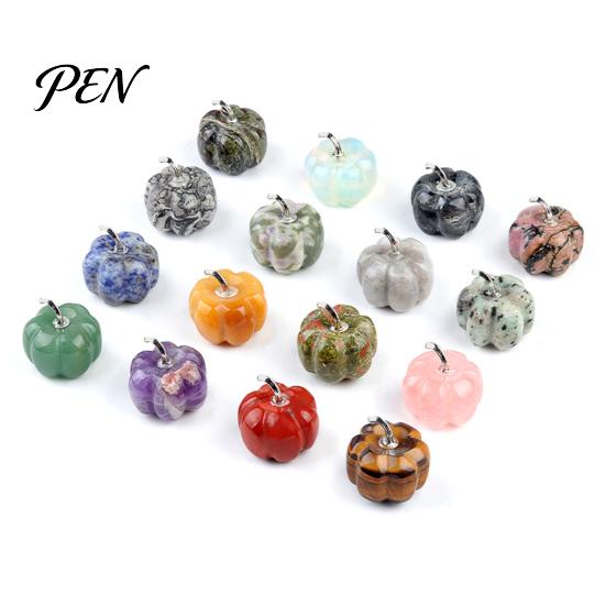 Transparent Crystal Pumpkin Charms Natural Carved Charm, Mini Gemstone Pendant Handmade Diy Craft Accessories for Jewelry DIY Making, Halloween Micro