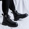 Herrenmode Original Lederstiefel Schwarz Stilvolle Plateauschuhe Party Ballkleid Cowboy Stiefelette Hübsche Motorradstiefel