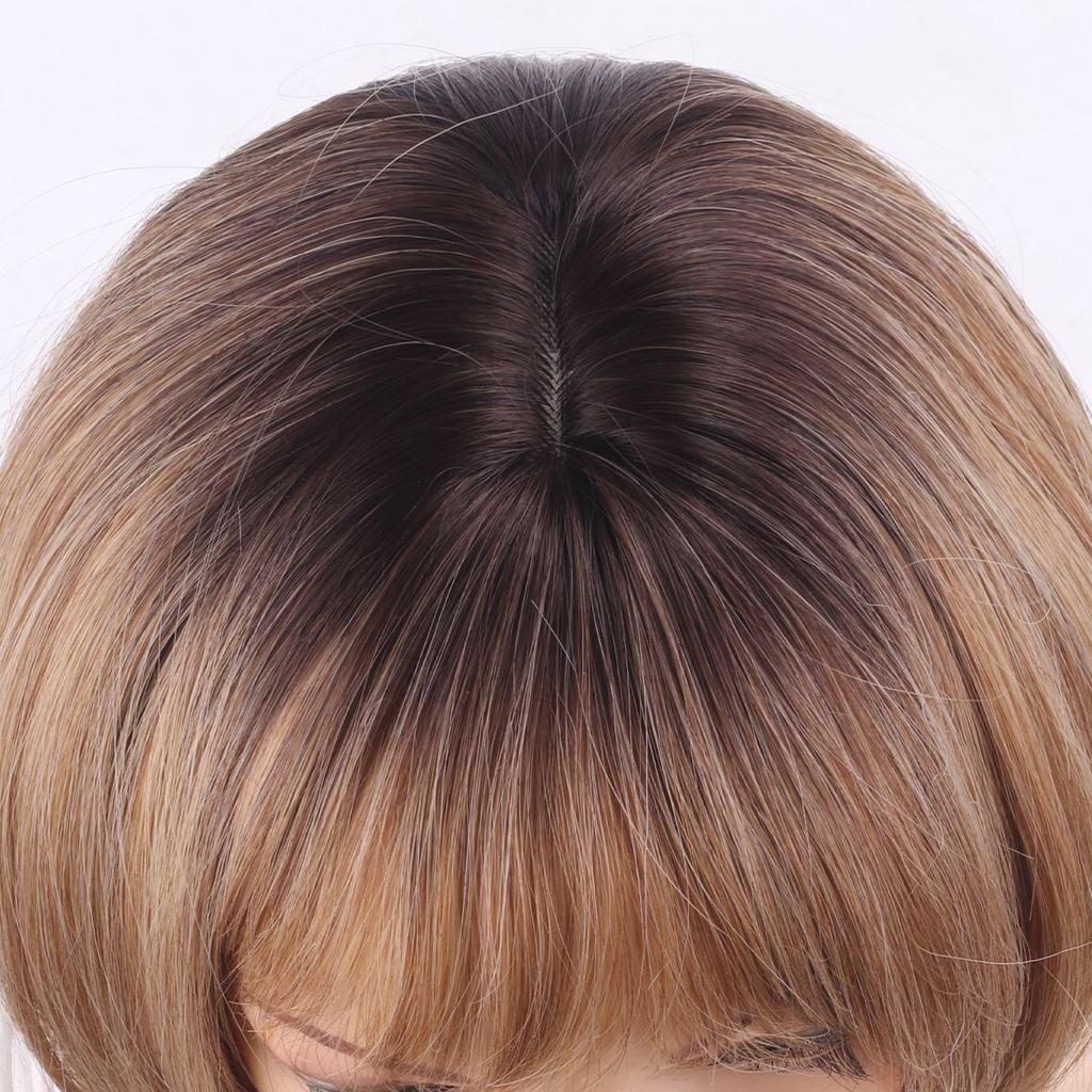 Light Brown Short Bob Wig: Stylish Full-Head Wig for Women