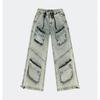 SMKK Phantom Retro Paratrooper Wide-Leg Multi-Pocket Tie-Dye Jeans
