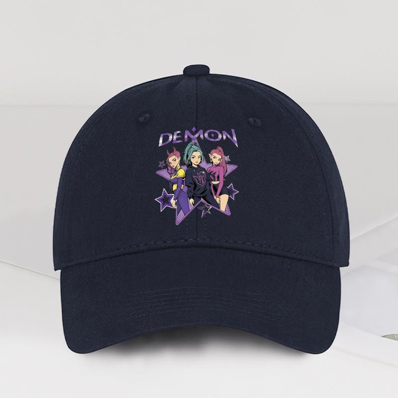 Demon Girl Group Cartoon Print Baseball Cap Men Women Y2K Streetwear Washed Cotton Adjustable Dad Hat Sun Hat