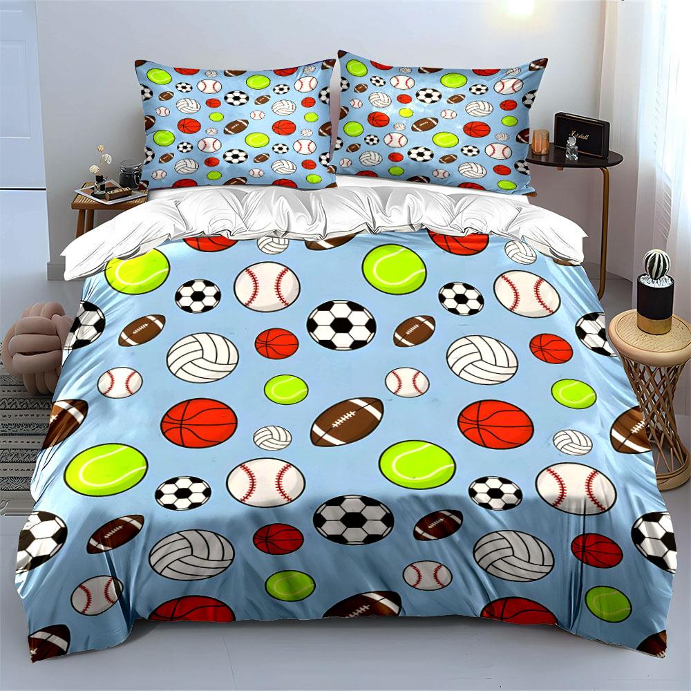 Sports Ball Pattern Set Multiple Sizes Kid'S And Adults' Bedroom Exquisite 3Pc Bedding Set, Gift